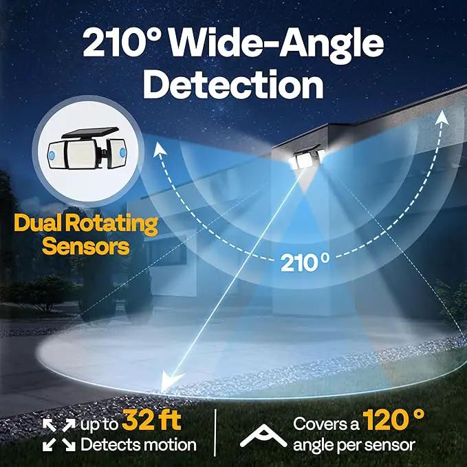 VIVOHOME Linkable Solar Flood Lights Outdoor, 2 Adjustable Motion Sensors Security Lights with 3 Heads, 2500LM, IP65 Waterproof, Solar Powered for Outside, Yard, Porch, Patio by GreenHaven Gardens