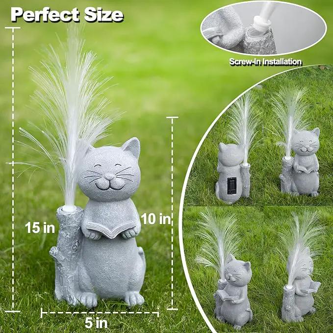 Solar Lights Garden Statue Cat by GreenHaven Gardens