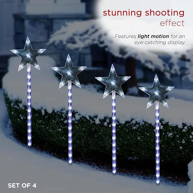 Alpine Corporation Holiday Décor Shooting Star Garden Stake with LED Lights, 4-Pack, Christmas Decoration by GreenHaven Gardens
