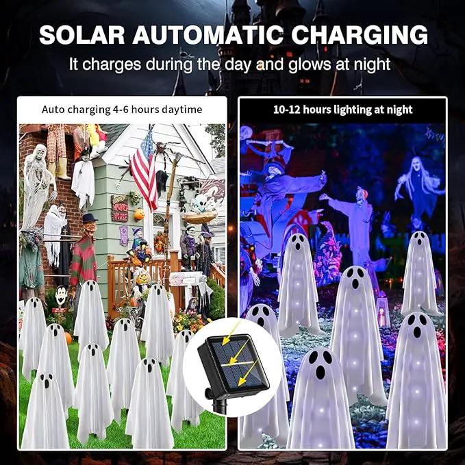 Halloween Decorations Solar Garden Lights Outdoor,6PACKS Halloween Ghost Decorations Lights with Scary Party Gifts Decor,Solar Scary Ghost Path Lights for Halloween Party Decor Cold White by GreenHaven Gardens