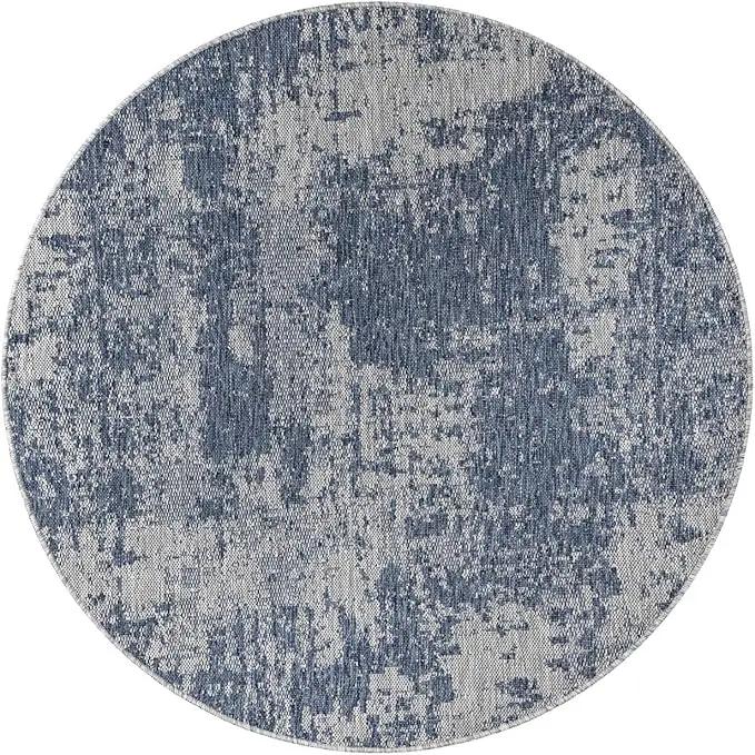 Keen Home Design Terrace Outdoor Round Rug - 5ft Round Washable Indoor/Outdoor Rug for Patio, Kitchen, Balcony, Beach, Garden, Deck and Porch, Size: 5'3" Round by GreenHaven Gardens