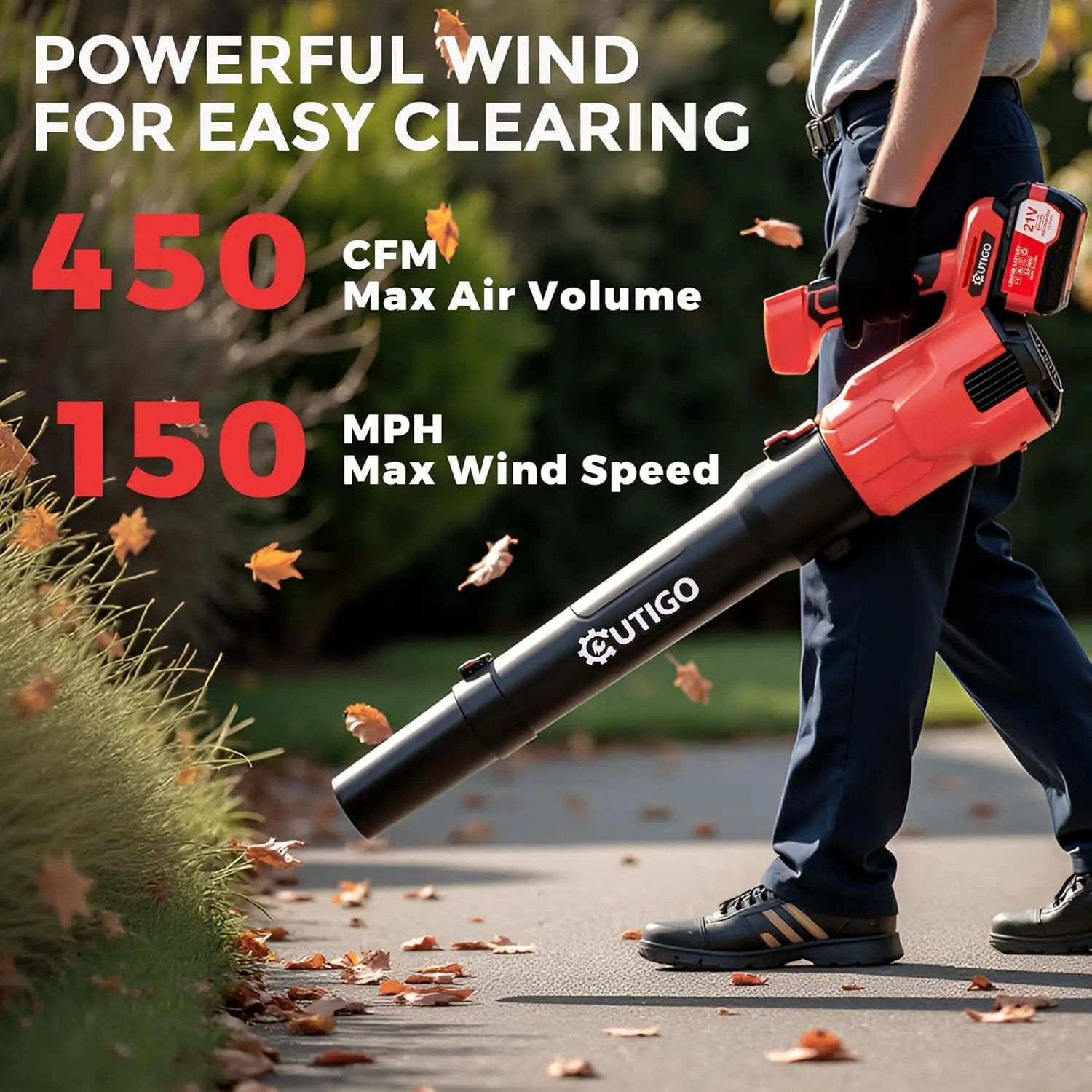 Leaf Blower, Cordless Leaf Blower with 2 x 4.5Ah Batteries and Fast Charger, 2 Speed Mode, Lightweight Leaf Blowers for Blowing Leaves, Patio Cleaning, Lawn Care and Dust by GreenHaven Gardens