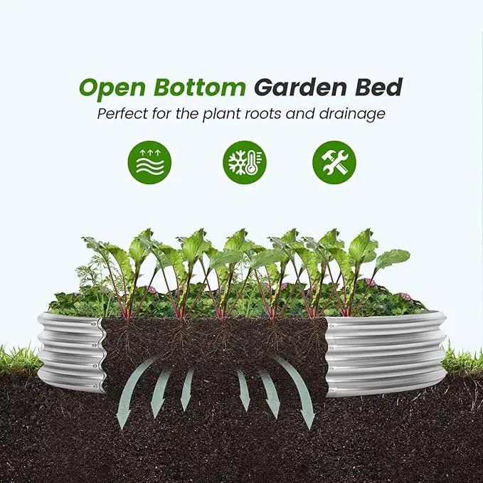 Land Guard 3×3×1ft Galvanized Raised Garden Bed Kit, Round Galvanized Planter Raised Garden Boxes Outdoor, Large Metal Raised Garden Beds for Vegetables, Silver by GreenHaven Gardens