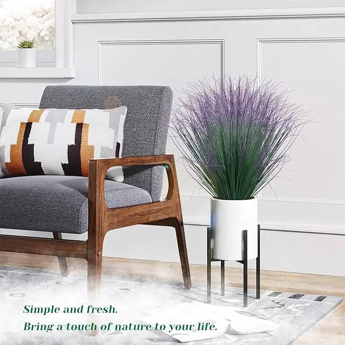 12Pcs Artificial Grass Plants, Faux Shrubs Wheat Grass, Artificial Tall Grass Fake Plants for Outdoor Decor,Artificial Greenery Stems Weed for Room Indoor Home Decor（Green Purple Tail） by GreenHaven Gardens