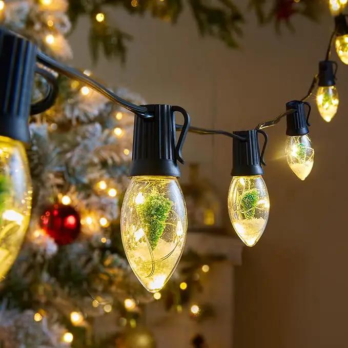 C9 LED Christmas Lights Outdoor, 25 Ft C9 String Lights with 20 Shatterproof LED Bulbs, 3 Light Mode, Connectable Waterproof Christmas Tree Lights for Outside Indoor Holiday Garden Decor, Warm White by GreenHaven Gardens