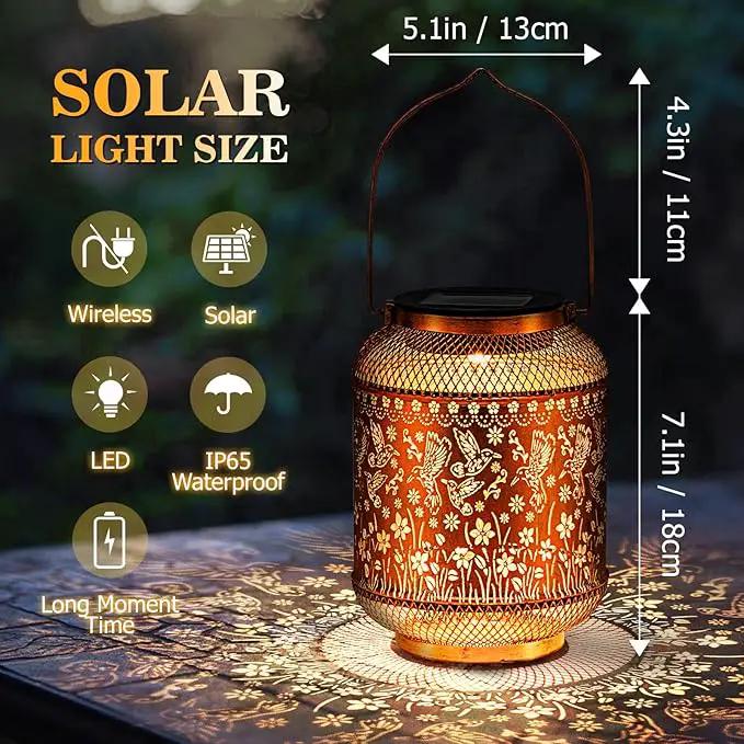 Solar Lanterns Outdoor Hummingbird Garden Decor, Metal Decor Lanterns Gardening Gifts for Women Mom Grandma, Waterproof Hanging Solar Lights for Outside, Patio, Yard, Porch, Backyard by GreenHaven Gardens