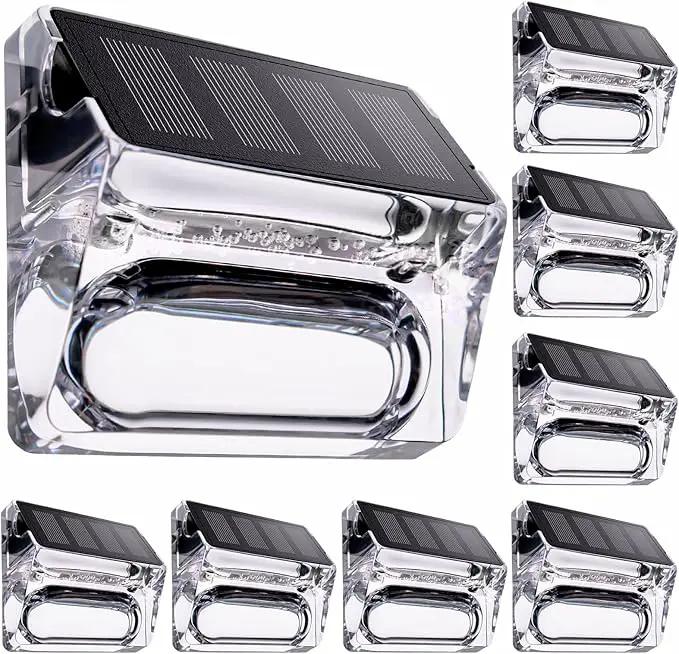 Solar Outdoor Lights 8 Pack, Solar Fence Deck Lights, Waterproof Powered Outside Lighting for Step Railing Wall Pool Stair Yard Garden Patio Pool Decorations by GreenHaven Gardens