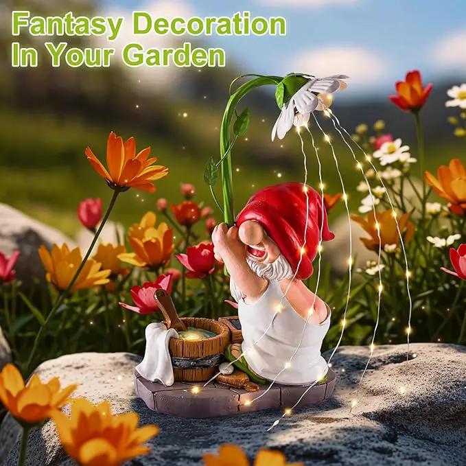 WINTS Garden Gnomes Outdoor Statue with Solar Lights,Bathing Large Funny Gnome Solar Garden Decorations for Lawn, Balcony, Yard,Patio Gnome Gifts for Mom by GreenHaven Gardens