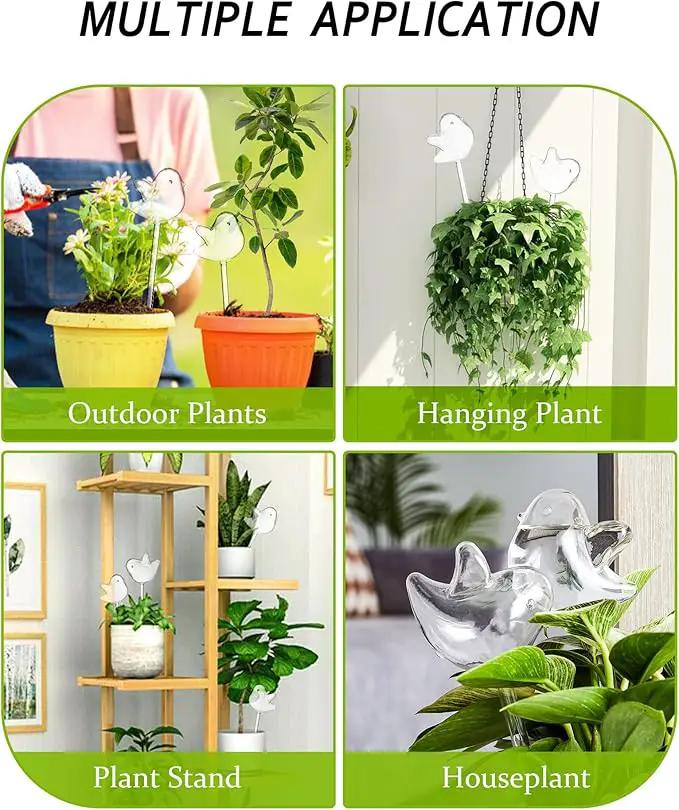 DN DECONATION 3 Pcs Bird Shaped Watering Globes, Birdlike Clear Glass Watering Bulbs, Watering Bulbs for Indoor Plants & Outdoor, Automatic Plant Watering System to Support Plant Health, Decor by GreenHaven Gardens