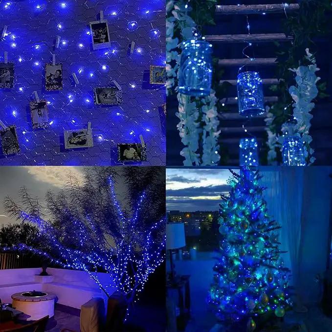 66Ft 200LED Fairy Lights Plug in, Waterproof String Lights Outdoor & Indoor 8 Modes with Timer, Christmas Light Bedroom Decor, Twinkle Light for Girl's Room Garden Christmas Decorations (Blue) by GreenHaven Gardens
