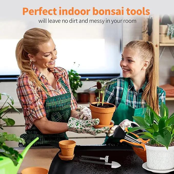 Bonsai Tools Set, 20 Pcs Gardening Succulent Tree Indoor Beginner Tool Kit, Include 262 Feet Bonsai Wire, 29.5"x29.5" Plant Repotting Mat, Leather Bag, Bonsai Scissors, Pruning Shears, Gifts for Women by GreenHaven Gardens