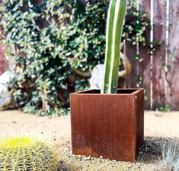 DIY CARTEL Corten Steel Cube Outdoor Planter Box, Rustic & Modern Farmhouse Design, Large Raised Metal Garden Bed for Commercial & Residential Use (12in x 12in) by GreenHaven Gardens