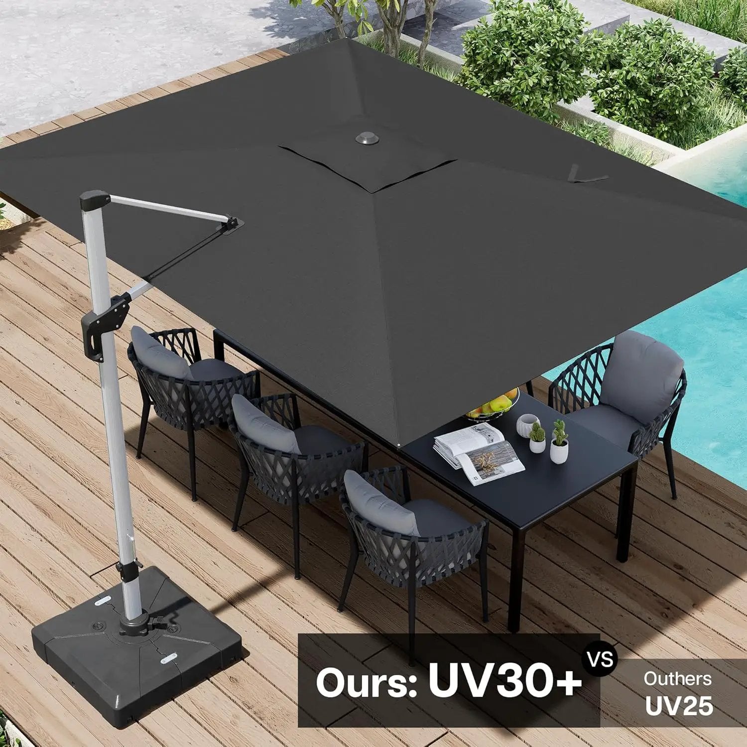 Patio Umbrella, 9' X 12' Outdoor Cantilever Umbrella with 360-degree Rotation for Garden, Deck, Backyard, Pool and Beach, Grey by GreenHaven Gardens