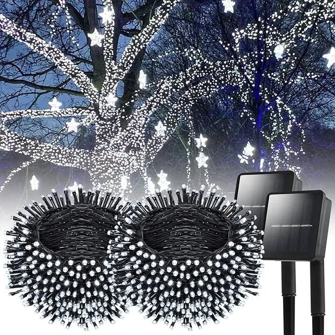 Solar String Lights Outdoor, 2 Pack 240 Led Solar Fairy Lights for Outside Waterproof 170ft Cool White Solar Lights 8 Lighting Mode Solar String Lights for Outside,Garden,Courtyards,Trees by GreenHaven Gardens