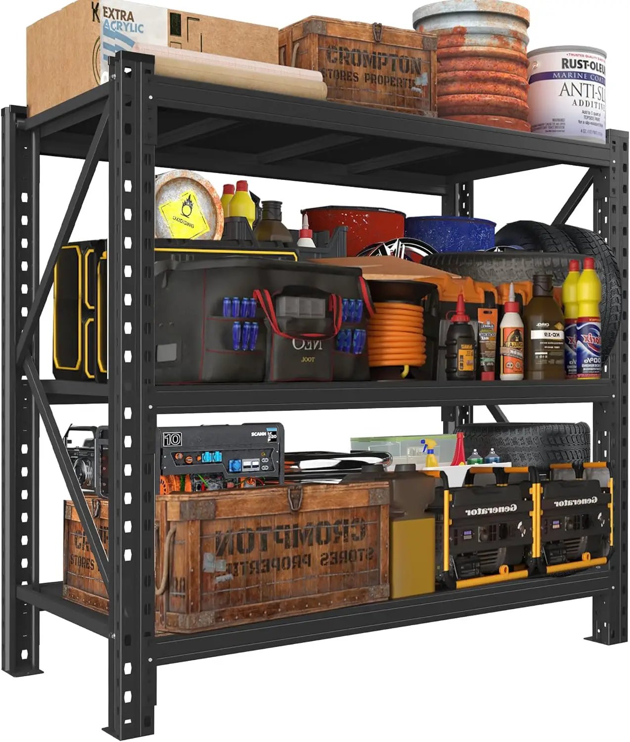 Heavy Duty Garage Shelving Unit - 4200 lbs Capacity, Industrial Metal Storage Rack, Adjustable Steel Rack for Garage, Warehouse, Basement, Pantry,51.2" W x 23.6" D x 47.2" H by GreenHaven Gardens