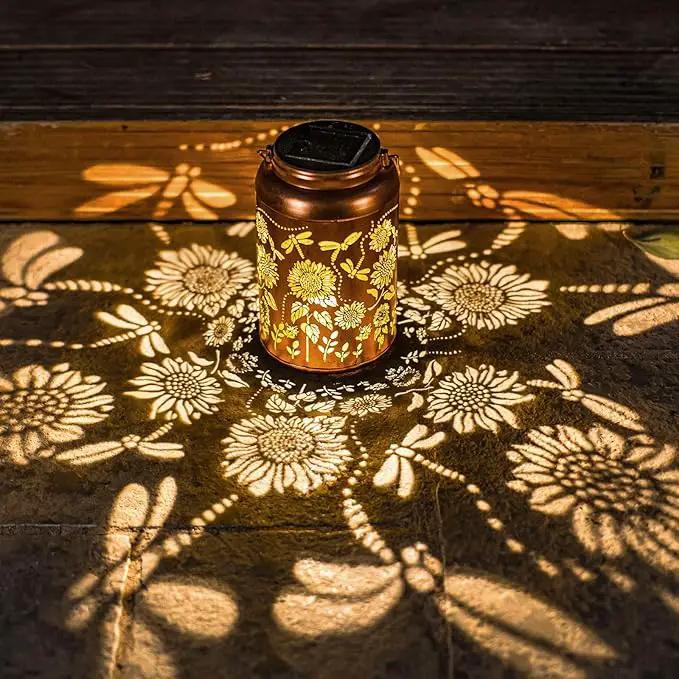 Solar Lanterns Dragonfly Lights Outdoor Decor Hanging Lantern Waterproof Metal LED Sunflower Light Decorative Garden,Yard,Patio,Lawn,Christmas Gifts for Women Mon Grandma by GreenHaven Gardens