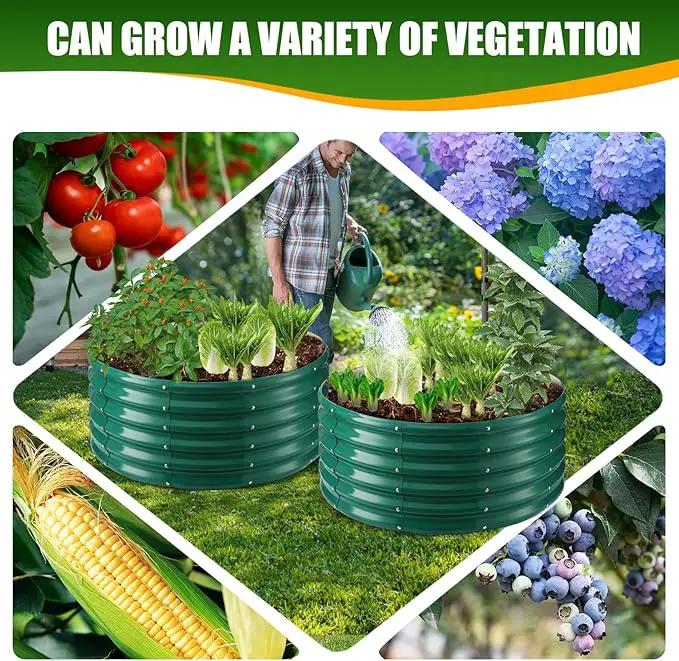 17" Tall Elevated Round Metal Rised Garden Bed- 3.3'x3.3' in Size and 0.8MM Thick Durable Planter Box for Vegetables Flowers Succulent at Patio/Garden Outdoor (Dark Green, 3.3FT Diameter) by GreenHaven Gardens