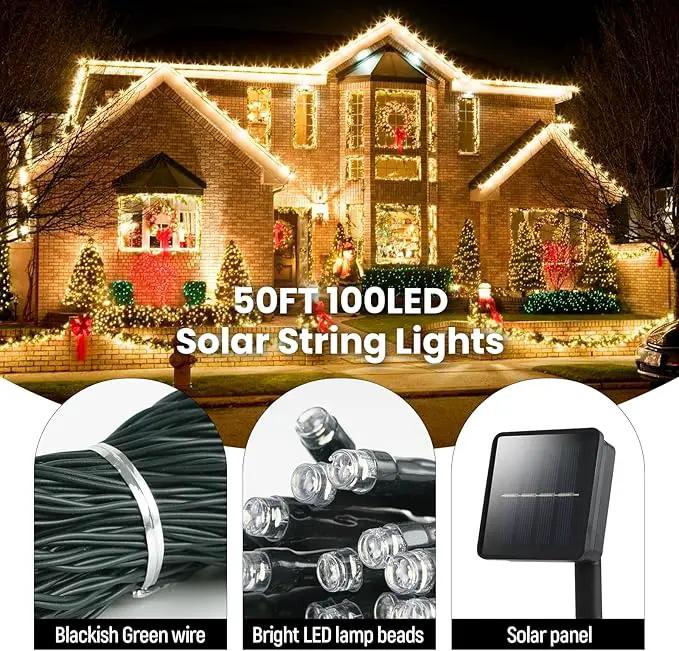 Solar String Lights for Outside, 2 Pack 100 Led Solar String Lights Outdoor Waterproof 100ft Solar Fairy Lights 8 Lighting Mode Solar String Lights Idea for Garden,Courtyards,Trees(Warm White) by GreenHaven Gardens