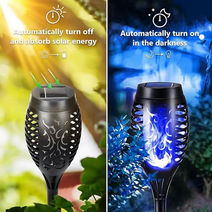 Toodour Solar Torch Flame Lights, 12 Pack Solar Lights Outdoor with Flickering Flame, Waterproof Solar Pathway Lights Landscape Decoration Lighting for Garden, Lawn, Yard, Outdoor Decorations - Blue by GreenHaven Gardens