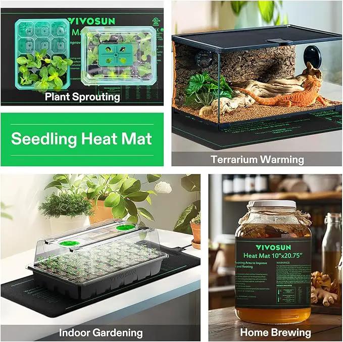 VIVOSUN 2 Pack Durable Waterproof Seedling Heat Mat 10" x 20.75" UL & MET-Certified Warm Hydroponic Heating Pad for Germination, Indoor Gardening, Greenhouse by GreenHaven Gardens
