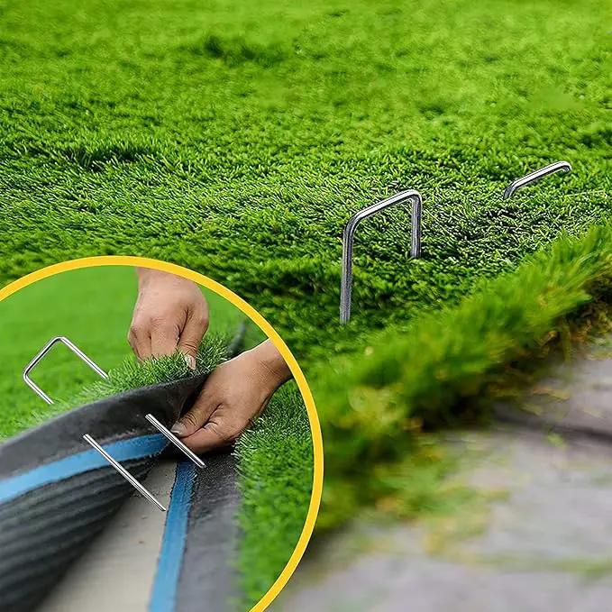 Landscape Staples 4 Inch 100pcs 11 Gauge Garden Stakes, Heavy Duty Galvanized Garden Staple for Fences, Lawns, Weed Barriers, and Landscape Fabrics, Netting, Irrigation Hose, Floor Mats by GreenHaven Gardens