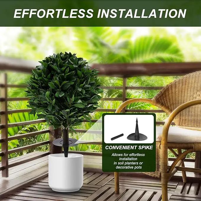 24" Outdoor Evergreens in Outdoor Artificial Shrub Potted Plant Plant for Indoor Porch of Home and Office 2 Pieces a Set Topiary Trees Faux Boxwood with Spike. Easy to Push in The Ground by GreenHaven Gardens