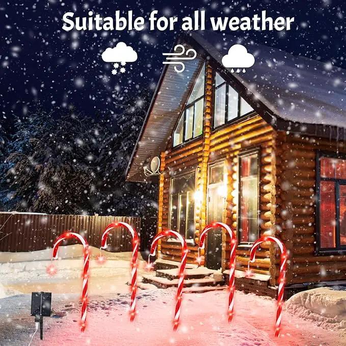 PINPON Christmas Solar Candy Cane Lights 10 Pack, 21" Pathway Markers Walkway Lights with Star, 8 Modes & 3 Timings Xmas Decorations for Outdoor Pathway Garden Yard Patio by GreenHaven Gardens