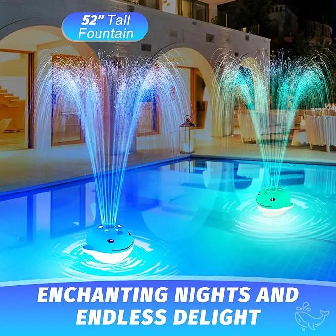 Floating Pool Fountain with Remote, Whale Pool Fountain with Lights, Rechargeable Pool Water Fountain, Above Ground Pool Fountain Waterfall, Swimming Pool Fountains for Inground Pool-1PC by GreenHaven Gardens