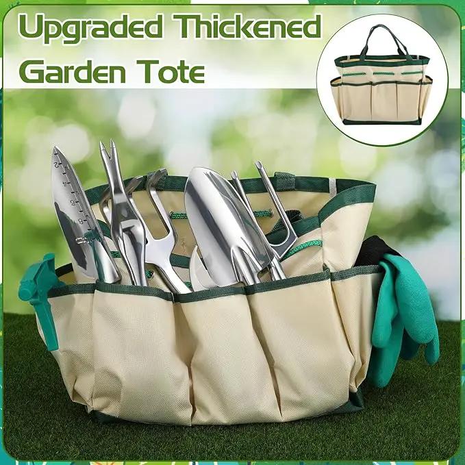 Garden Tool Set, 11 Piece Stainless Steel Heavy Duty Gardening Supplies with Green Black Handle Outdoor Weeding Gifts for Women by GreenHaven Gardens