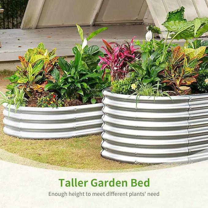 Land Guard Galvanized Raised Garden Bed, 8x4x2ft Planter Boxes Outdoor, Oval Larger Metal Planter Boxes for Vegetables, Fruits, Flowers (Silver) by GreenHaven Gardens