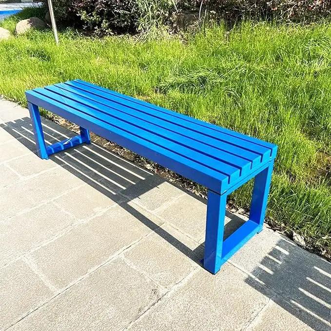 Weatherproof Metal Dining Bench, Outdoor Bench Backless Patio Bench 2-Person Farmhouse Bench Garden Bench for Kitchen, Living Room, Entryway(Blue,47in) by GreenHaven Gardens