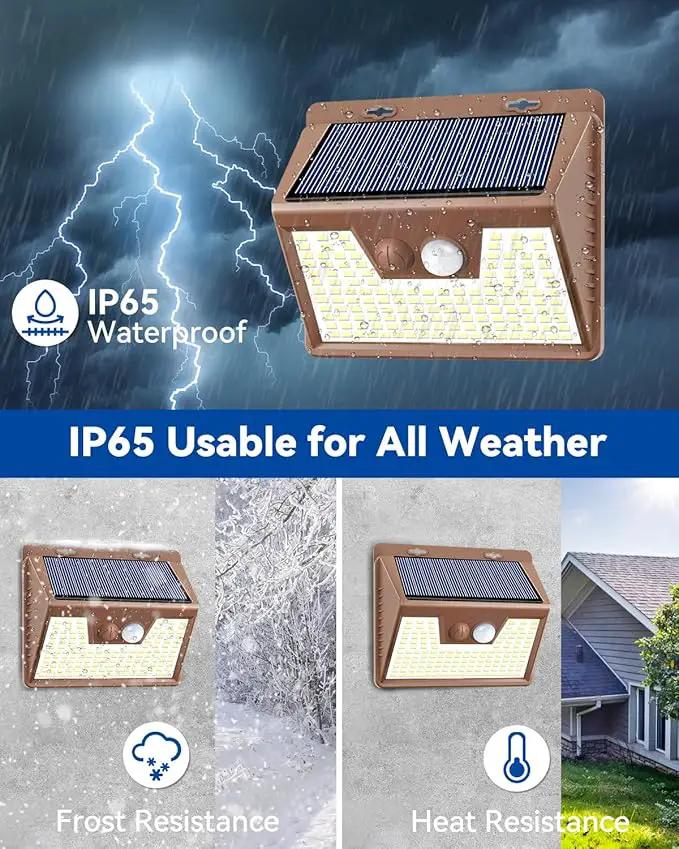 Peasur Solar Lights Outdoor Motion Sensor [6 Pack/140LED/Brown], Ultra-Bright 3 Mode Fence Security Light Waterproof, Solar Wall Lighting for Patio Yard Step House Outside by GreenHaven Gardens