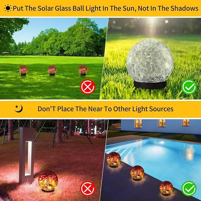 Solar Globe Lights Outdoor Waterproof-Solar Balls Garden-Cracked Glass Ball Solar Lights Outdoor-Solar Orbs Outside-Outdoor Decorations Patio & Yard Lawn Backyard Decor (GUO-XBQ-6-6-6) by GreenHaven Gardens
