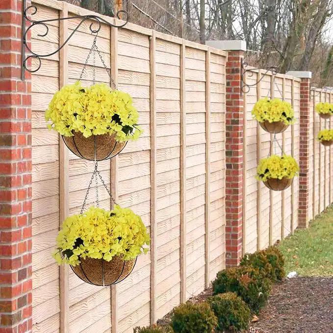 Hanging Plant Basket Flower Holder (2pack, 16 inch)-Metal Wire Round Hanging Basket Planter with Coco Fiber Liners for Plants Flower Pots Outdoor Garden Porch and Balcony Decor by GreenHaven Gardens