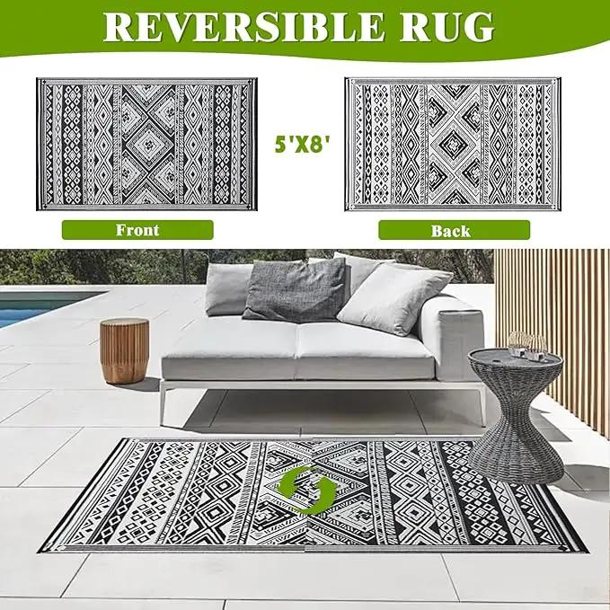 Outdoor Rug 5x8 ft Waterproof, Reversible Outdoor Plastic Straw Rug for Patios Clearance, Outdoor Area Rug Carpet RV Mat for Camping Backyard Deck Porch by GreenHaven Gardens