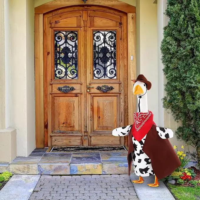 Porch Goose Outfit Western Cowboy Lawn Costume Plastic Goose Clothing Western Theme Party for 23" Statue Outdoor Patio Yard Lawn Art by GreenHaven Gardens