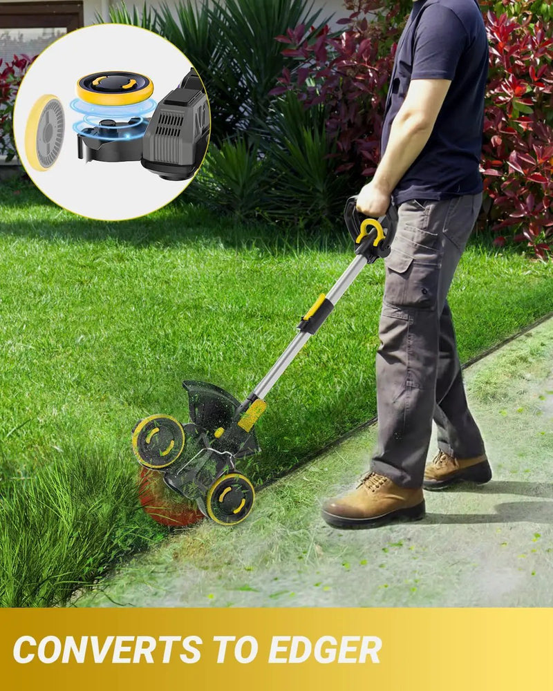 Cordless Weed Wacker with Brushless Motor, 10 Inch 3-in-1 Grass Trimmer& Edger & Lawn Mower with 4.0Ah Battery and Charger (One 4.0AH battry) by GreenHaven Gardens