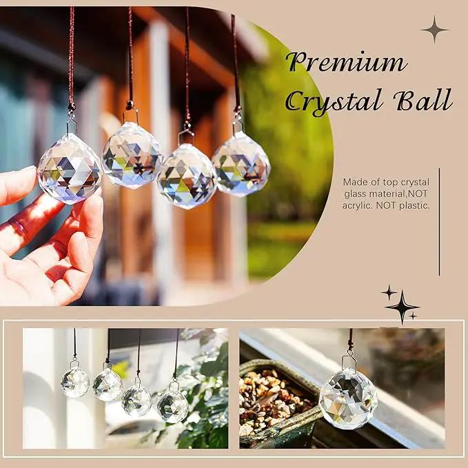 HDCRYSTALGIFTS 4 Pack 40MM Clear Crystal Prism Ball Suncatchers Rainbow Pendants Maker, Hanging Crystals Chandelier Prisms for Windows Home Decoration by GreenHaven Gardens