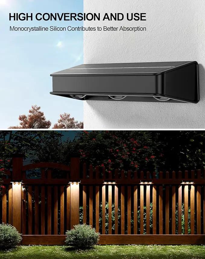 Solar Fence Lights 10 Pack, Outdoor Fence Light with 11 Modes RGB Color Glow LED Solar Lights, IP65 Outdoor Waterproof Wall Light, for Patio/Backyard/Deck/Fence/Railing by GreenHaven Gardens