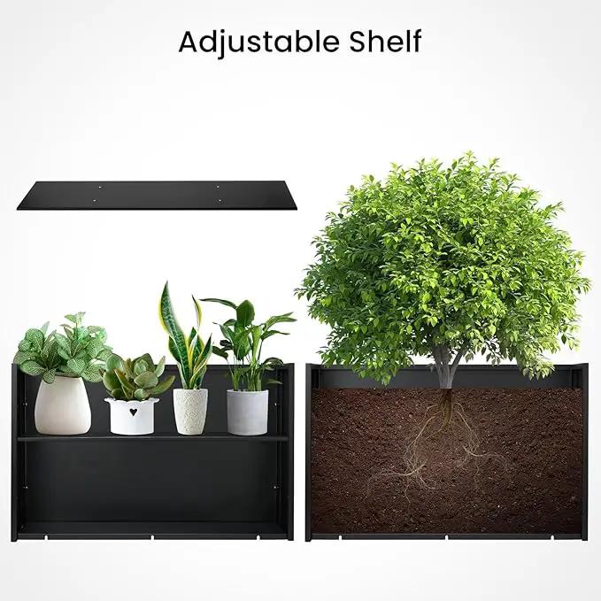 Metal Planter Box 38”x12”x30” with Adjustable Shelf & Smart Drainage - Heavy-Duty Powder-Coated Steel, All-Weather Indoor/Outdoor Use for Garden, Patio, Balcony by GreenHaven Gardens