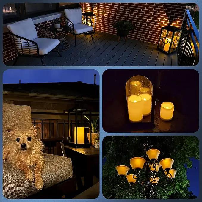 salipt Solar Powered Candles - 3.25" x 6" Waterproof LED Flameless Pillar Candle Set,Dusk to Dawn, Rechargeable Solar Battery Included,Waterproof for Patio Decor,Set of 4 by GreenHaven Gardens