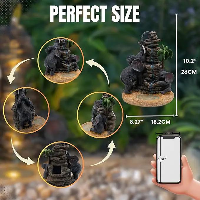 Outdoor Elephant Figurine Lights Animal Solar Garden Statue Decor, Decorative Mothers Day Mom Gifts, Outdoor Decor for Patio by GreenHaven Gardens