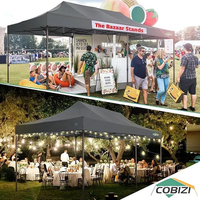 COBIZI 10x20 Pop Up Canopy Heavy Duty Without Sidewalls, Commercial Heavy Duty Pop Up Tent for Parties All Weather Waterproof and UV 50+ Wedding Tent with Roller Bag(Legs Upgraded),Grey by GreenHaven Gardens