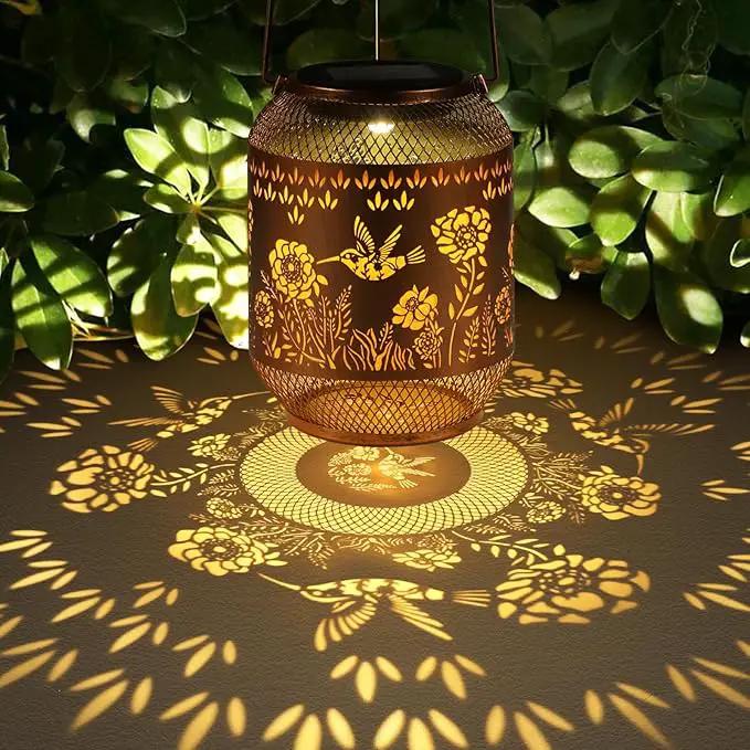 Solar Lanterns Outdoor Waterproof Christmas Birthdays Gifts for Women Mom Grandma Butterfly Garden Decor Metal Hanging Solar LED Lights for Patio(Hummingbird) by GreenHaven Gardens