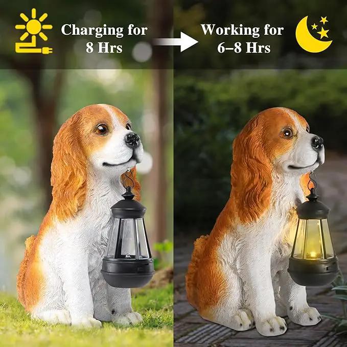 Afirst Dog Garden Statue - Outdoor Decor with Solar Lantern Lovely American Cocker Spaniel Figurine Patio Lawn Yard Art Ornaments Housewarming Gift by GreenHaven Gardens