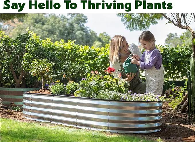 Galvanized Raised Garden Beds Outdoor // 6×3×1 ft Planter Raised Beds for Gardening, Vegetables, Flowers // Large Metal Garden Box // Patented Tool-Free Design (Silver) by GreenHaven Gardens
