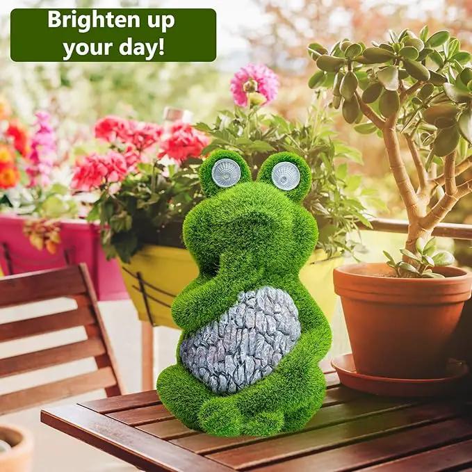 Large Frog with Light Up Eyes for Outdoors - Solar Powered Garden Frog Statue, Whimsical Outdoor Decor - Frog Solar Outdoor by GreenHaven Gardens