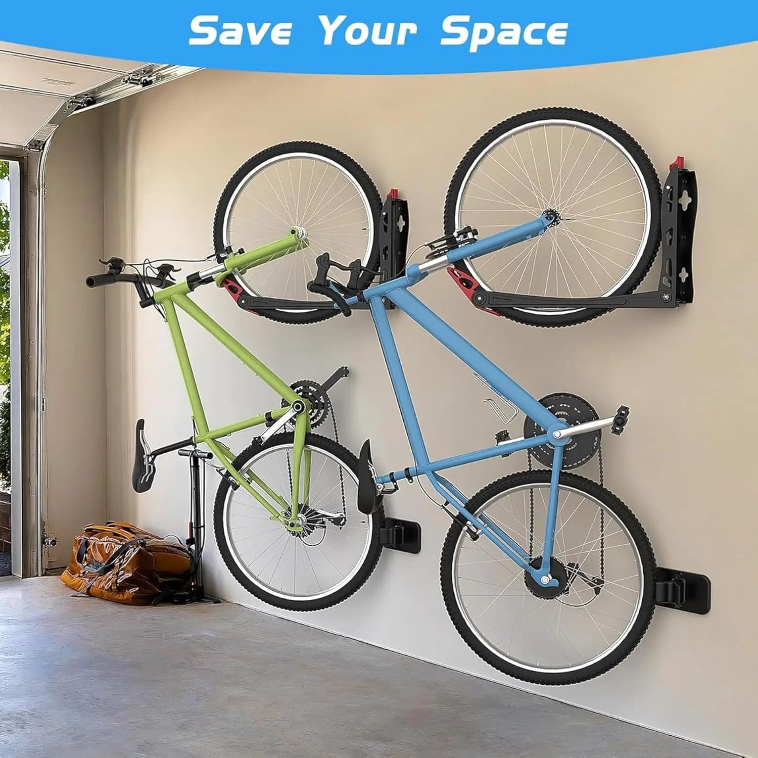 WALMANN BIKEPAL No Lifting Wall Mounted Swivel Bike Rack, Bike Wall Hangers for Garage Space Saving Vertical Bike Storage(1 Pack) by GreenHaven Gardens
