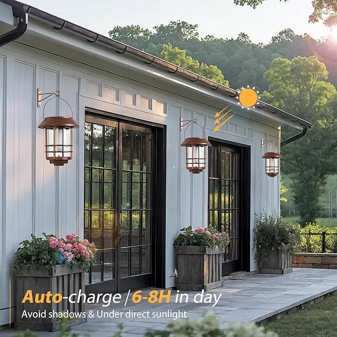 Otdair Solar Wall Lantern Outdoor, Flickering Flames Sconce Lights, Hanging Solar Lamps Wall Mount for Front Porch, Patio and Yard, 2 Pack, Bronze by GreenHaven Gardens