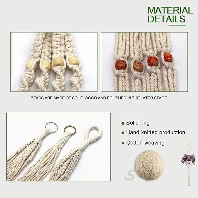 IGaiety Macrame Plant Hanger 5 Pcs Indoor Outdoor Hanging Plant Holders Handmade Plant Hangers Cotton Rope Planters with 5 Pcs Ceiling and S Hooks for Small Plants Pots Boho Home Decor by GreenHaven Gardens